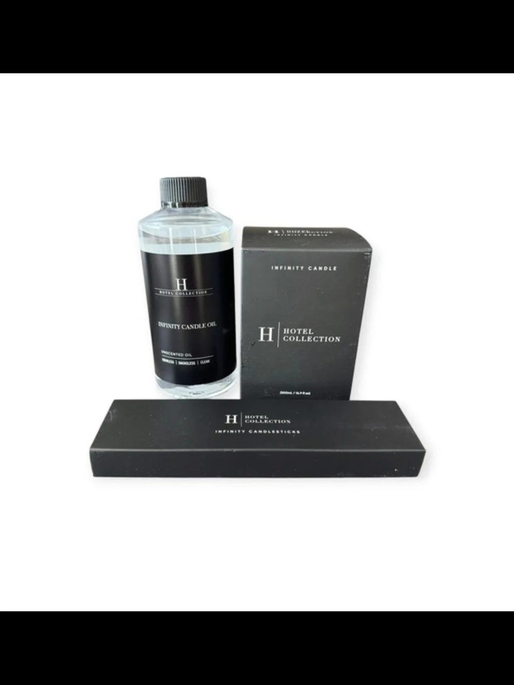 Hotel Collection Infinity Candle Oil with Reed Diffuser - Black & Clear
